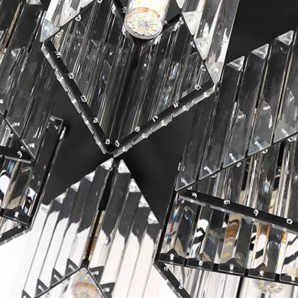 Sasha Moderní klasický lustr, LC117/5BK, 5x E27, kov a křišťál, černá, stínidlo