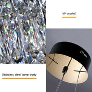 Křišťálový LED lustr s dálkovým ovládáním Regalis, délka 58 cm, lesklý chrom, teplé/studené/neutrální světlo 3000K/4000K/6000K, nastavitelná výška, stmívatelné světlo, kov a krystal