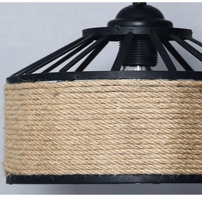 Vintage lustr LV300/300BK, 1xE27, Rustikální stodola, Struna a kov, 150 cm, Černá