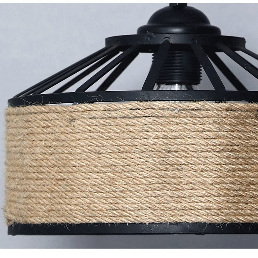 Vintage lustr LV300/300BK, 1xE27, Rustikální stodola, Struna a kov, 150 cm, Černá