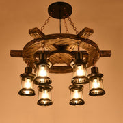 Vintage lustr LV592/6BK, 6xE27, Rustikální stodola, Struna a kov, 70 cm, Černá