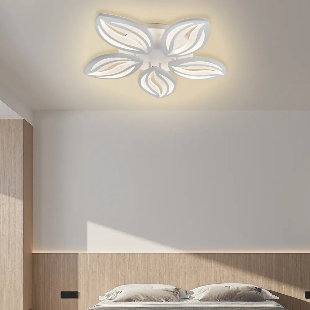 LED CHANDIER s dálkovým ovládáním orchideje, 65W, 5 okvětních lístků, studené/horké/neutrální světlo, nestabilní, bílé