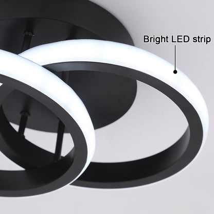 LED lustr VERTEX CIRCULA 22W, 2 kruhy, kovové rámy, studené/teplé/neutrální světlo, černá