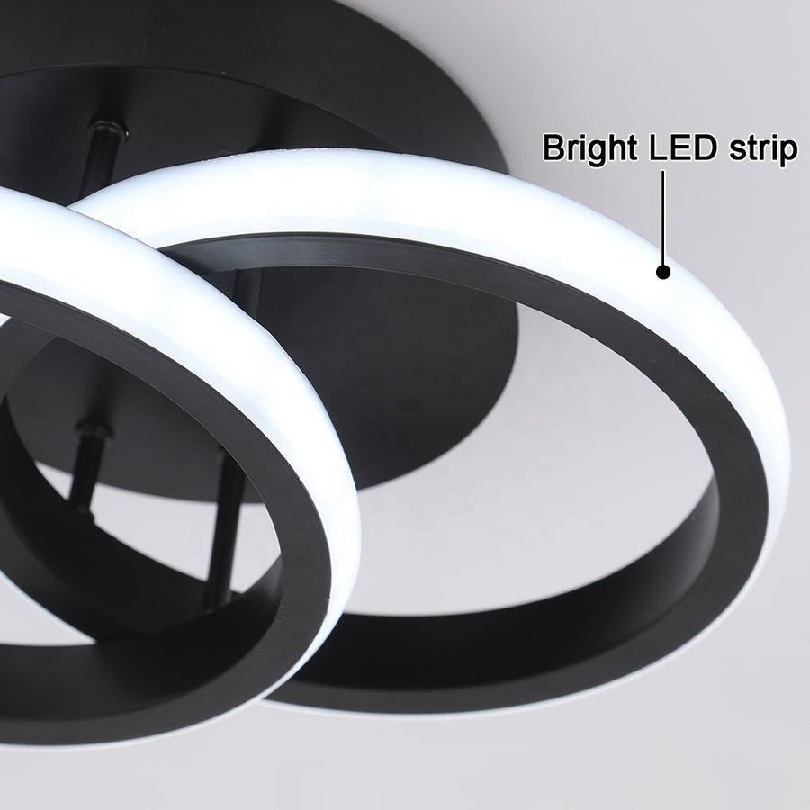 LED lustr VERTEX CIRCULA 22W, 2 kruhy, kovové rámy, studené/teplé/neutrální světlo, černá