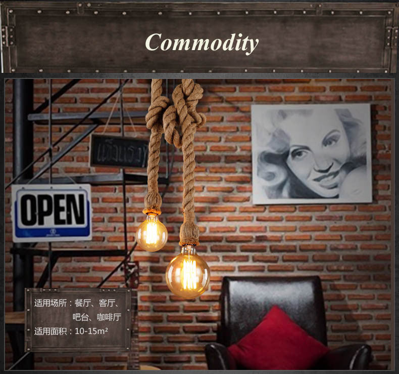 Vintage lustr LV102/150X120, 2xE27, Rustikální, Struna a kov, 150 cm, Černá podpěra