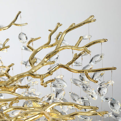 Křišťálový lustr WALTZ Rhapsody, 9x G9, zlatý, 60 cm, nastavitelná výška, kov a krystal