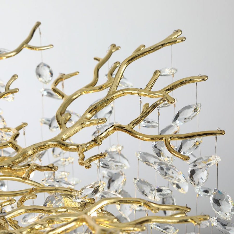 Křišťálový lustr WALTZ Rhapsody, 9x G9, zlatý, 60 cm, nastavitelná výška, kov a krystal