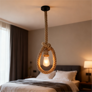 Vintage lustr LV103/130, 1xE27, Rustikální, Struna a kov, 130 cm, Černá podpěra