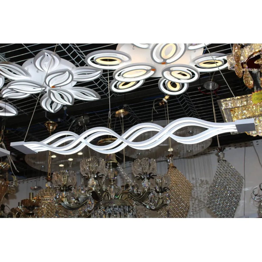 LED lustr zavěšený vlnovým dálkovým ovládáním, 105W, nastavitelnou výškou, chlad/horké/neutrální světlo, sedmikráska, bílá