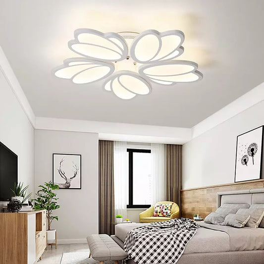 LED CHANDIER s dálkovým ovládáním tulipánu, 73W, 5 okvětních lístků, studené/horké/neutrální světlo, nestabilní, bílé