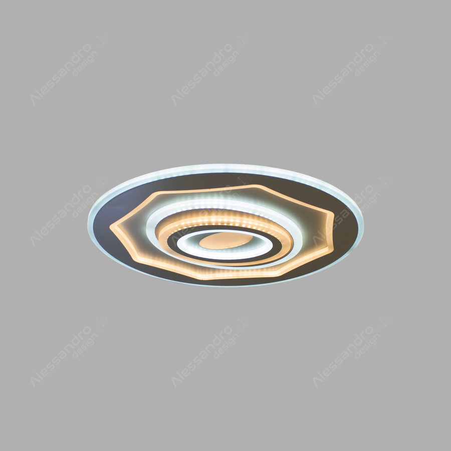 Lustra LED cu telecomanda MUKE 120W, lumina Rece/Calda/Neutra, Alb -15K