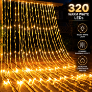 Vánoční instalace typu deště, teplé světlo, 300 x 300 cm, 320 LED