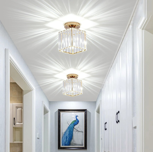 Gruzínský lustr LC111GD, 1xE27, Průměr 12 cm, Výška 17 cm, IP20, Zlato, Křišťál, Železo, Žárovky nejsou součástí balení