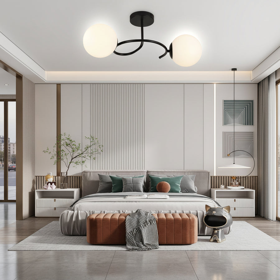 LED a křišťálový lustr ORBIT, 55cm, 2xE27, Globes, Black