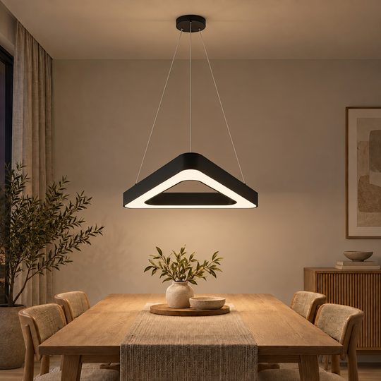 ANGLE závěsný LED lustr, 60cm, 25W, Nastavitelná výška, Studené světlo, Černá, Kov a Akryl