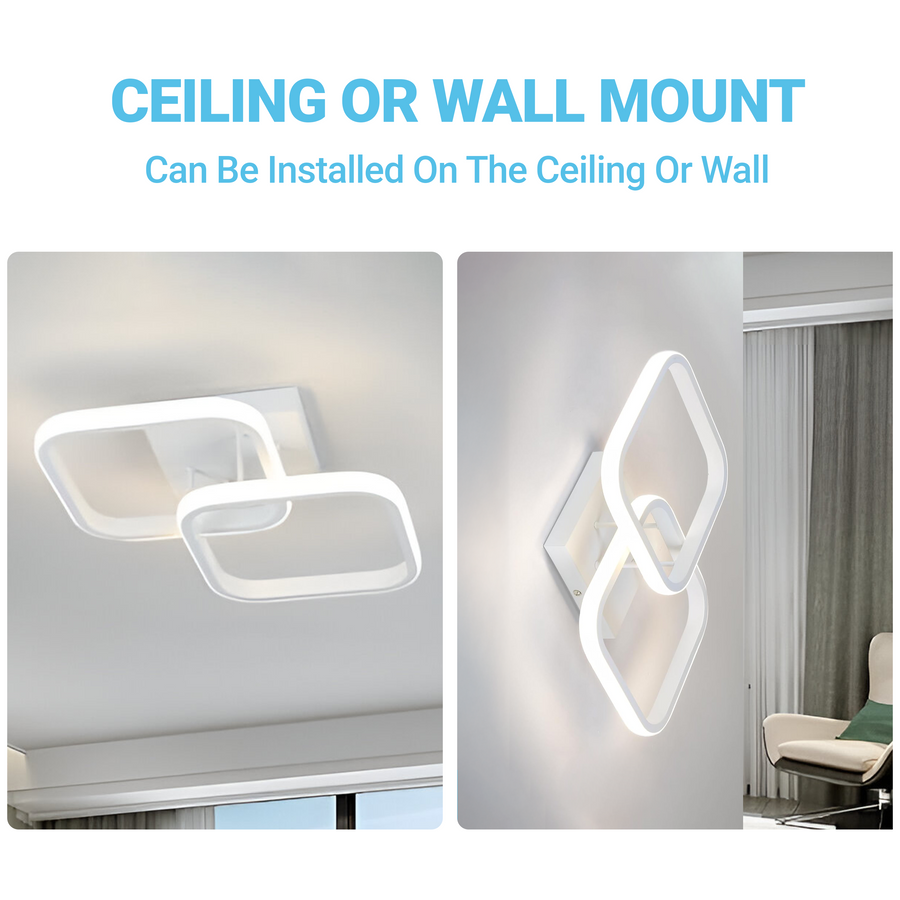 VERTEX Matrix LED lustr, překrývající se diamanty, kovové rámy, 11W, 2 diamanty, studené/teplé/neutrální světlo 3000K/4000K/6000K, bílá