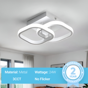 VERTEX Matrix LED lustr, překrývající se diamanty, kovové rámy, 11W, 2 diamanty, studené/teplé/neutrální světlo 3000K/4000K/6000K, bílá