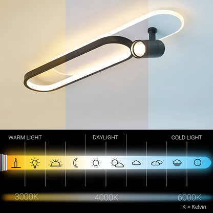 LED lustr s nastavitelným projektorem FISSO Camilla 48W, studené/teplé/neutrální světlo, černá