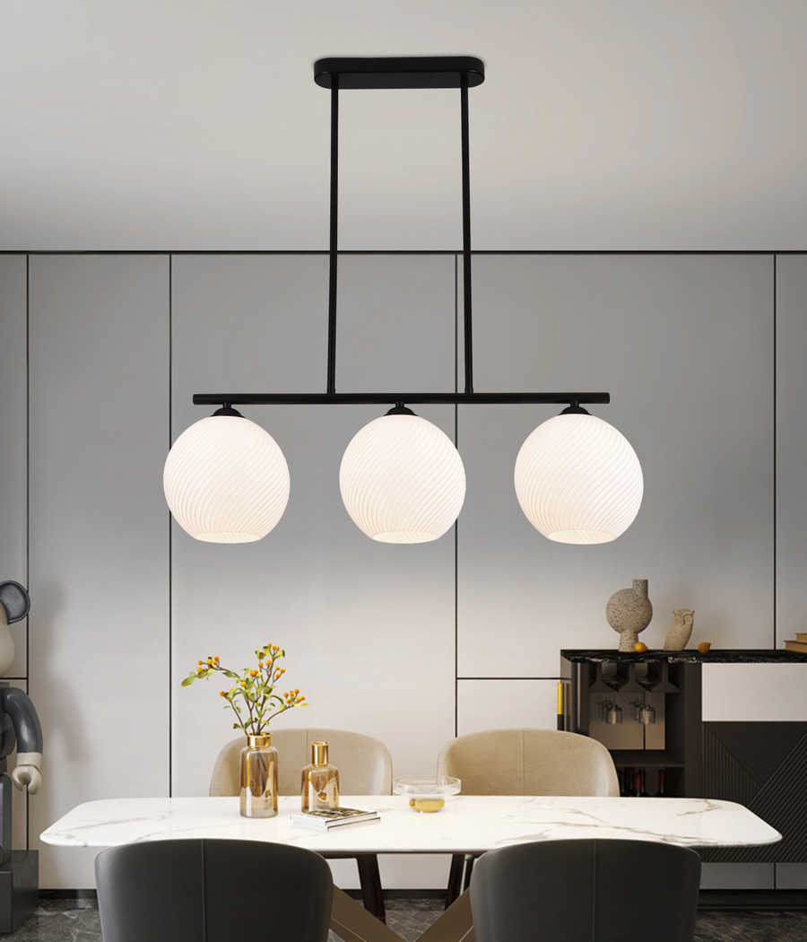 Závěsný lustr LM520/3BK, 3XE27, 59*20*25, Černá, Bílá, Železo, Plexisklo