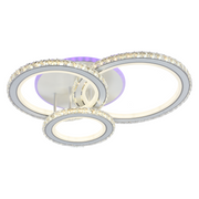 LED lustr s dálkovým ovládáním a krystalem NOVA ROTONDA RGB 154W, 3 kruhy, Studené/Teplé/Neutrální světlo, Stmívatelné, Bílá