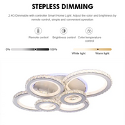 LED lustr s dálkovým ovládáním a krystalem NOVA ROTONDA RGB 154W, 6 kruhů, Studené/Teplé/Neutrální světlo, Stmívatelné, Bílá