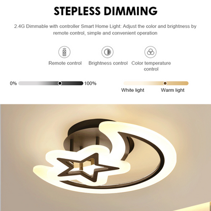 LED lustr s dálkovým ovládáním MOON AND STAR 59W, 2 Elements, Studené/Teplé/Neutrální světlo, Stmívatelné, Černá