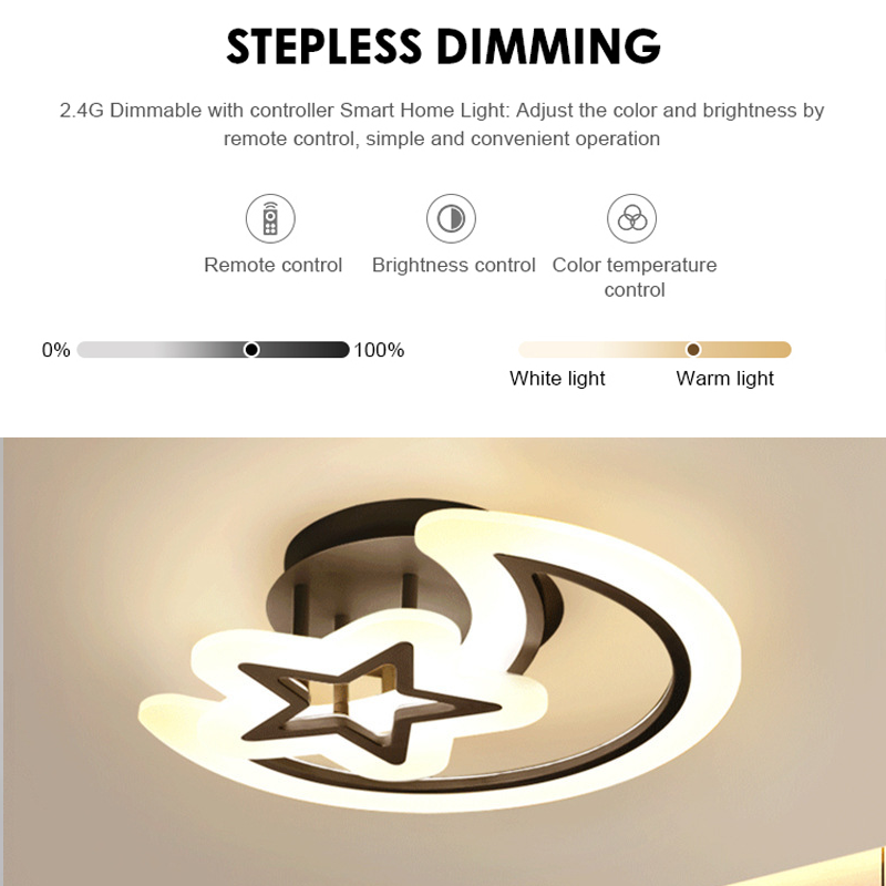 LED lustr s dálkovým ovládáním MOON AND STAR 59W, 2 Elements, Studené/Teplé/Neutrální světlo, Stmívatelné, Černá