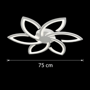 LED lustr s dálkovým ovládáním a krystalem FLORA 82W, 6 okvětních lístků, studené/teplé/neutrální světlo, stmívatelné, bílá