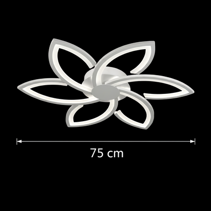 LED lustr s dálkovým ovládáním a krystalem FLORA 82W, 6 okvětních lístků, studené/teplé/neutrální světlo, stmívatelné, bílá