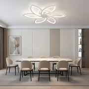 LED lustr s dálkovým ovládáním a krystalem FLORA 82W, 6 okvětních lístků, studené/teplé/neutrální světlo, stmívatelné, bílá
