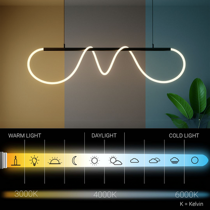 DIVINO LED lustr s flexibilní silikonovou trubicí - 62W, nastavitelné světlo, matná černá