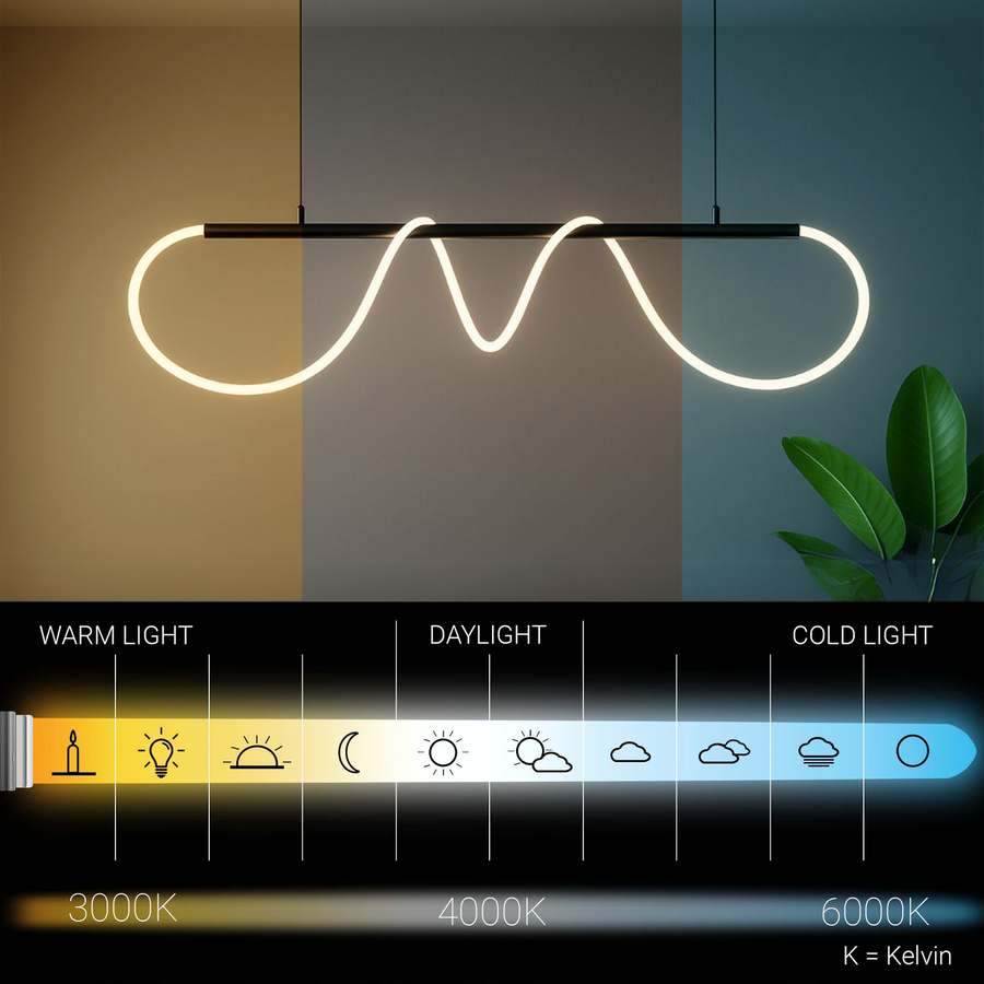 DIVINO LED lustr s flexibilní silikonovou trubicí - 62W, nastavitelné světlo, matná černá