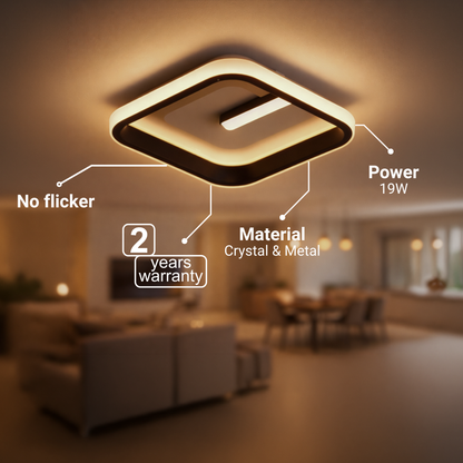 LED lustr VICTORIA 19W, čtvercový, studené/teplé/neutrální světlo, černá, bílá