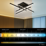 LED lustr s dálkovým ovládáním LINEX, 52W, 4 prvky, lineární, studené/teplé/neutrální světlo, stmívatelný, černý