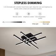 LED lustr s dálkovým ovládáním LINEX, 63W, 6 prvků, lineární, studené/teplé/neutrální světlo, stmívatelný, černý