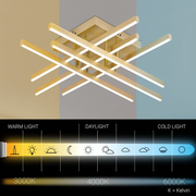 LED lustr s dálkovým ovládáním LINEX, 83W, světlo 3000K/4000K/6000K, stmívatelný, zlatý