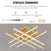 LED lustr s dálkovým ovládáním LINEX, 83W, světlo 3000K/4000K/6000K, stmívatelný, zlatý