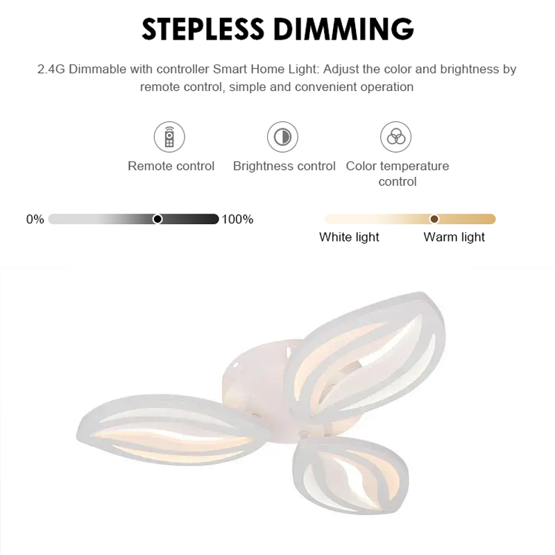 LED lustr s dálkovým ovládáním ORCHID 39W, 3 okvětní lístky, Studené/Teplé/Neutrální světlo, Stmívatelné, Bílá