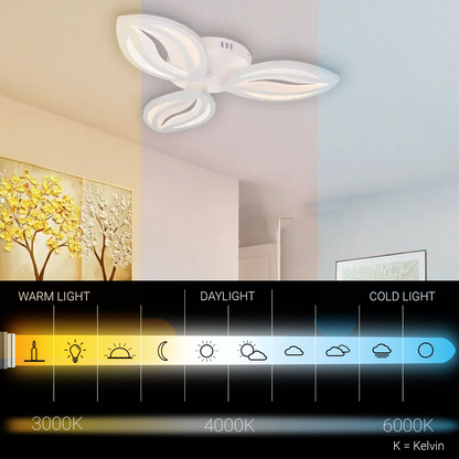 LED lustr s dálkovým ovládáním ORCHID 39W, 3 okvětní lístky, Studené/Teplé/Neutrální světlo, Stmívatelné, Bílá