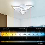 LED lustr s dálkovým ovládáním LOTUS 34W, 3 okvětní lístky, Studené/Teplé/Neutrální světlo, Stmívatelné, Bílá