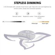 LED lustr s dálkovým ovládáním LOTUS 34W, 3 okvětní lístky, Studené/Teplé/Neutrální světlo, Stmívatelné, Bílá