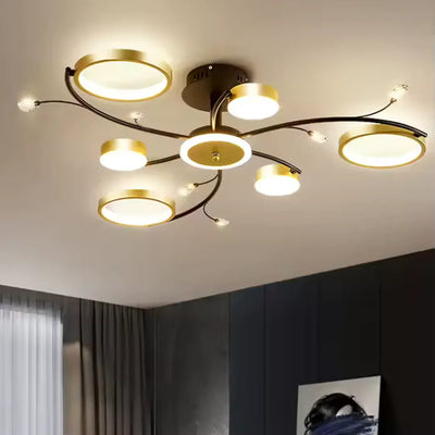 KARINA LED lustr s dálkovým ovládáním, 31W, 6 prvků, teplé/studené/neutrální světlo, stmívatelný, zlatý