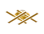 LED lustr s dálkovým ovládáním LT755/4GD, 85W, 46*5,5*7,5, IP20, Studené/Teplé/Neutrální světlo, Stmívatelné, Zlato, Žehlička, Plexisklo