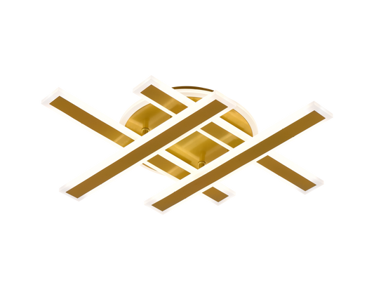 LED lustr s dálkovým ovládáním LT755/4GD, 85W, 46*5,5*7,5, IP20, Studené/Teplé/Neutrální světlo, Stmívatelné, Zlato, Žehlička, Plexisklo