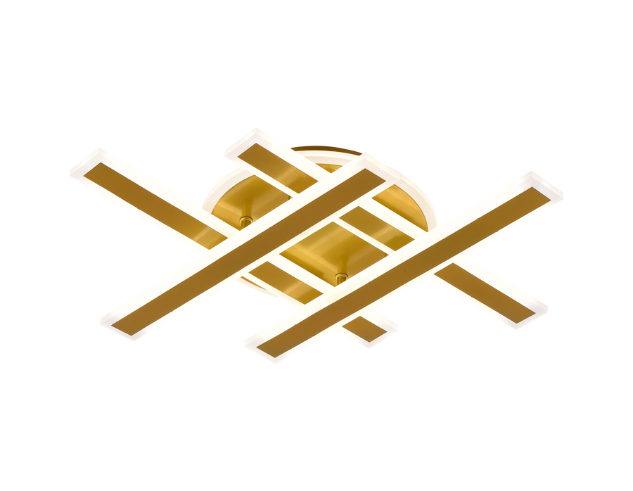 LED lustr s dálkovým ovládáním LT755/4GD, 85W, 46*5,5*7,5, IP20, Studené/Teplé/Neutrální světlo, Stmívatelné, Zlato, Žehlička, Plexisklo