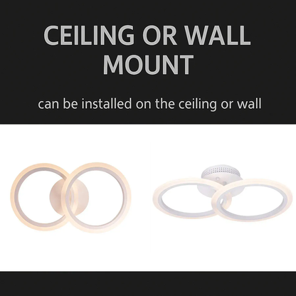 LED lustr s dálkovým ovládáním BETTY 28W, 2 kruhy, Studené/Teplé/Neutrální světlo, Stmívatelné, Bílá