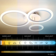 LED lustr s dálkovým ovládáním BETTY 41W, 3 kruhy, Studené/Teplé/Neutrální světlo, Stmívatelné, Bílá