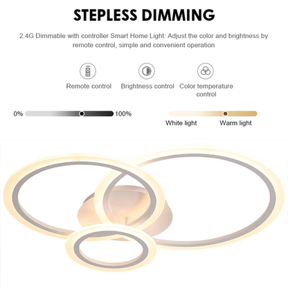 LED lustr s dálkovým ovládáním BETTY 41W, 3 kruhy, Studené/Teplé/Neutrální světlo, Stmívatelné, Bílá