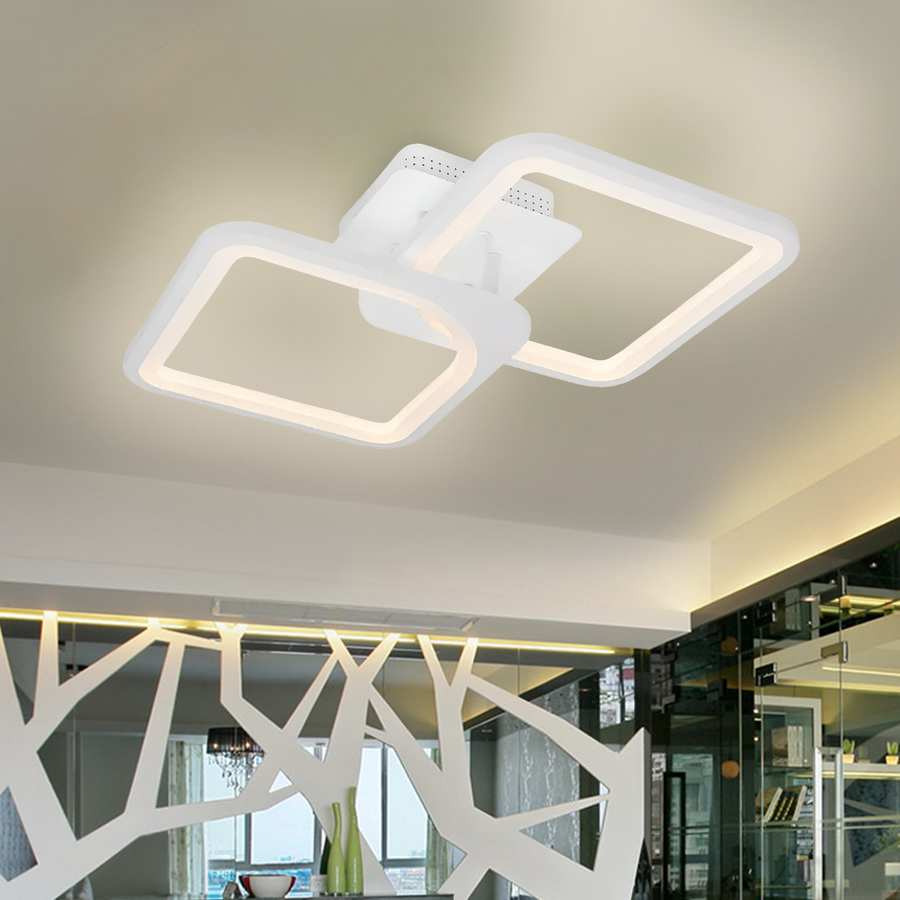 LED lustr s dálkovým ovládáním ZOE 69W, 2 čtverce, studené/teplé/neutrální světlo, stmívatelné, bílá