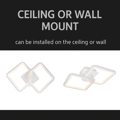 LED lustr s dálkovým ovládáním ZOE 69W, 2 čtverce, studené/teplé/neutrální světlo, stmívatelné, bílá